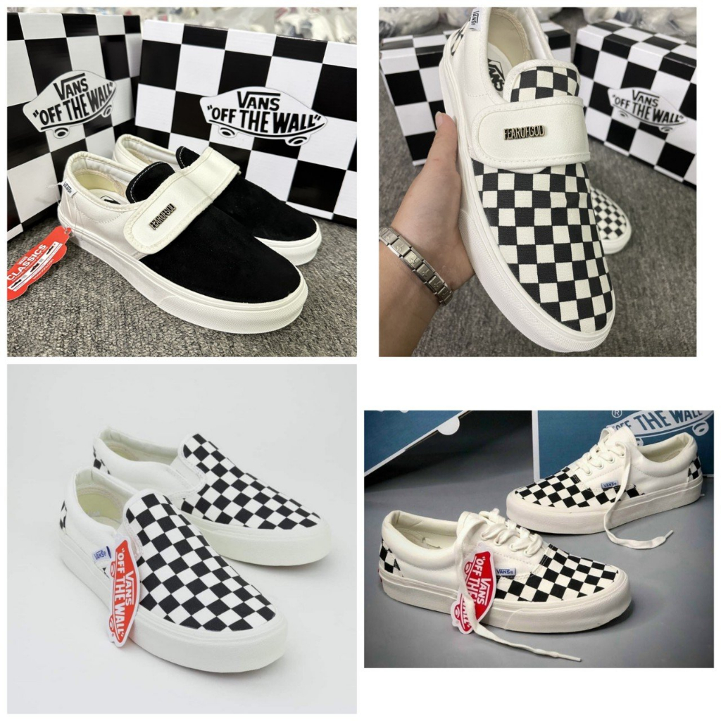 ✅xả kho✅ Giày thể thao vans caro lười van dán fog buộc giây nam nữ đủ size 36 đến 43 bản đẹp hàng fuill box bill
