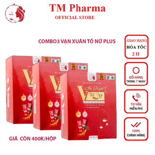 Combo 3 hộp collagen nội tiết vạn xuân tố nữ plus tm pharma giảm lão hóa hỗ trợ làm đẹp da
