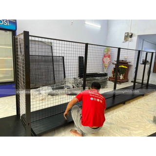 Kệ  siêu thị đôi (2 mặt) MÀU ĐEN ( Cao 1m5 x Dài 1m2 x 1 2 3 4 tầng ) tặng kèm nẹp nhựa.