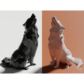 MẪU IN 3D Nhựa - Low Poly Howling Wolf - MS03