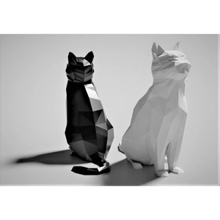 Mẫu in 3d nhựa - low poly cat - ms01