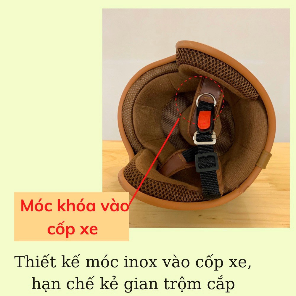 Mũ Bảo Hiểm 3/4, Nón Bảo Hiểm 3/4 Kính Càng Chống Tia UV, Khóa Đỏ Hàng Cao Cấp