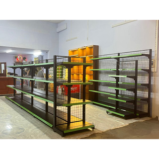 Kệ  siêu thị đôi (2 mặt) MÀU ĐEN ( Cao 1m5 x Dài 1m2 x 1 2 3 4 tầng ) tặng kèm nẹp nhựa.