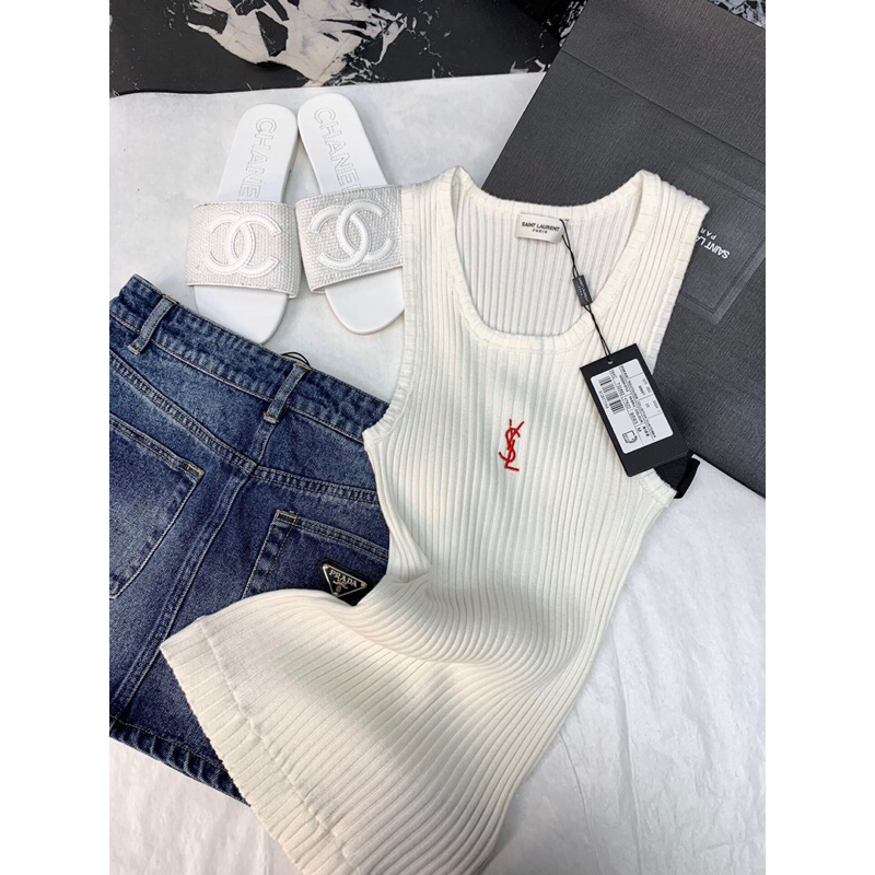 Váy len không tay cổ tròn tôn dáng đẹp YSL SaintLaurent cao cấp 2023