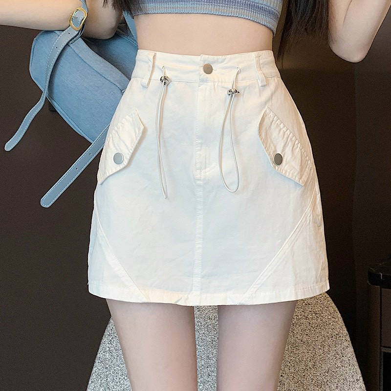 Chân váy túi hộp kaki xếp ly, chân váy chữ A kèm quần trong | BigBuy360 - bigbuy360.vn
