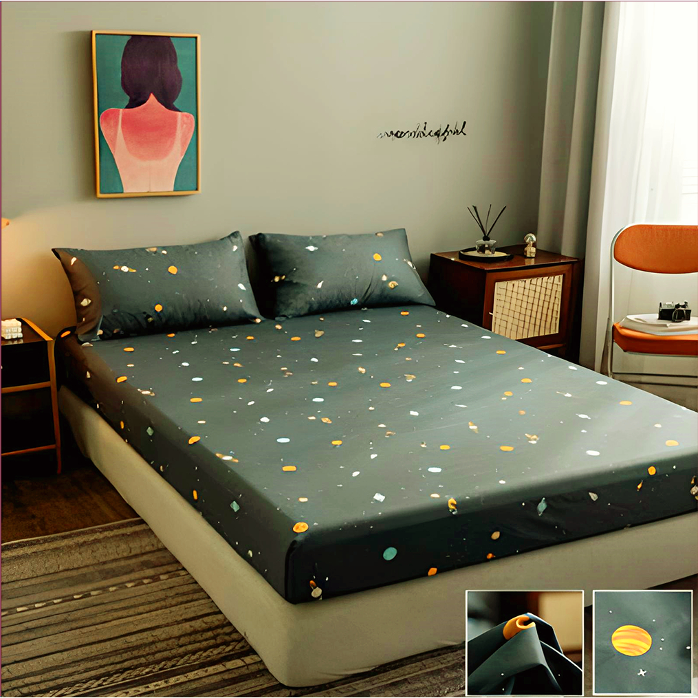 Bộ Ga Giường Vỏ Gối Cotton Poly 1m2, 1m4, 1m6, 1m8, 2m2, Ga Giường Vũ Trụ, Dành Cho Đệm Dưới 10cm - DiamondBedding