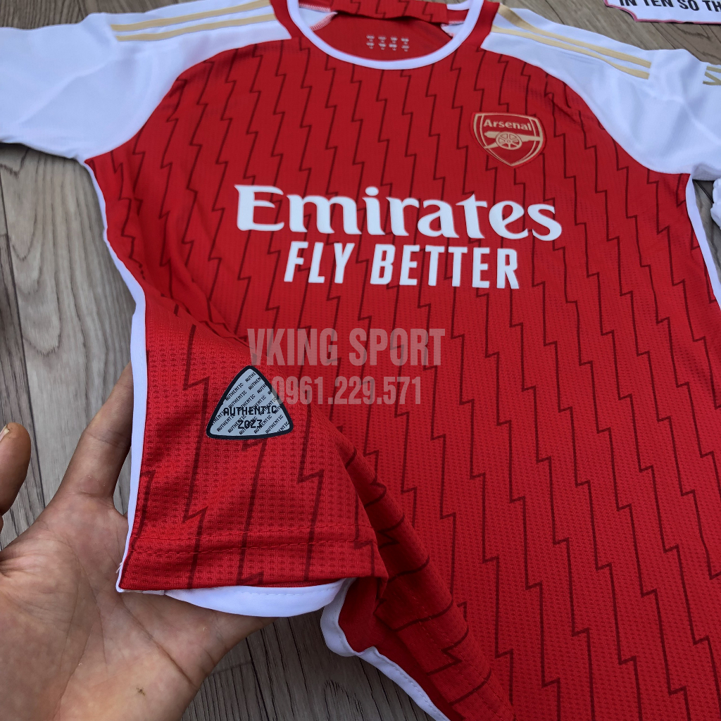 Bộ Quần Áo Bóng Đá Arsenal 2023 Sân Nhà Màu Đỏ Vải Thái Có In Tên Số Theo Yêu Cầu