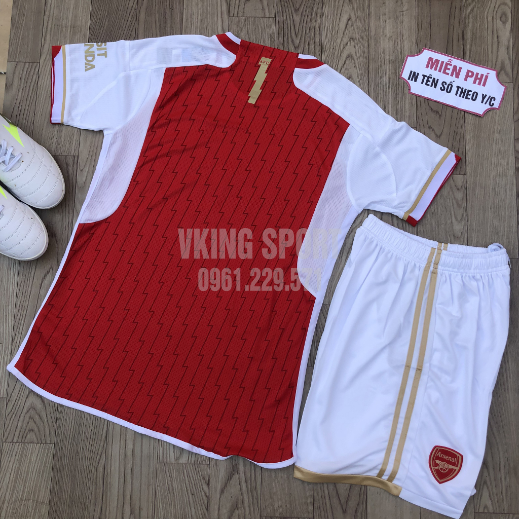 Bộ Quần Áo Bóng Đá Arsenal 2023 Sân Nhà Màu Đỏ Vải Thái Có In Tên Số Theo Yêu Cầu
