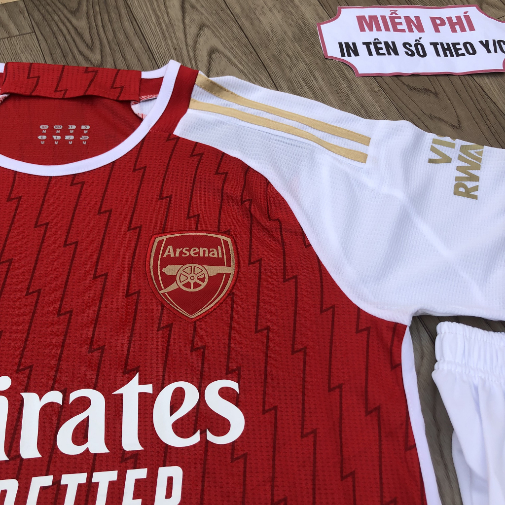 Bộ Quần Áo Bóng Đá Arsenal 2023 Sân Nhà Màu Đỏ Vải Thái Có In Tên Số Theo Yêu Cầu