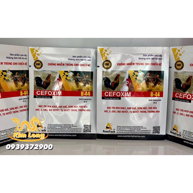 Cefoxim 10gr hen khẹc, khò khè, sưng mặt, phù đầu, bại huyết, ORT, tụ huyết trùng, thương hàn cho chiến kê