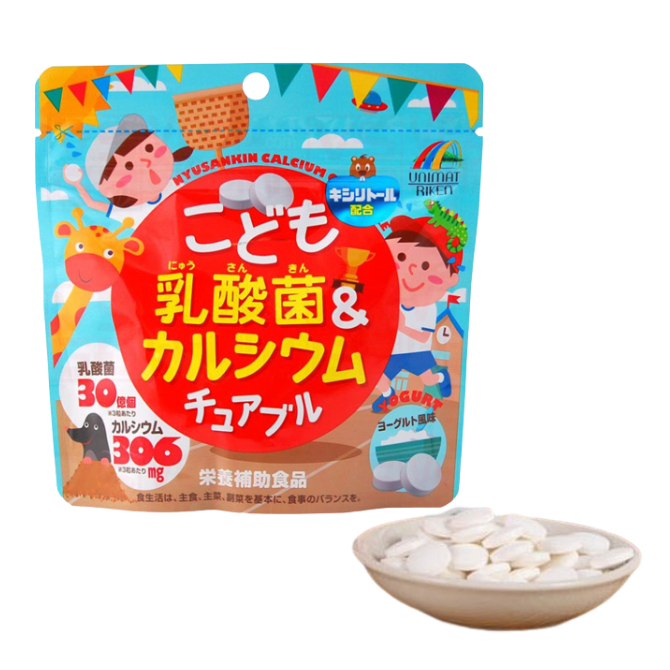 Kẹo Bổ Sung Canxi D3 Và Lợi Khuẩn Lactic Cho Bé Unimat Riken Nhật Bản - Túi 90 viên