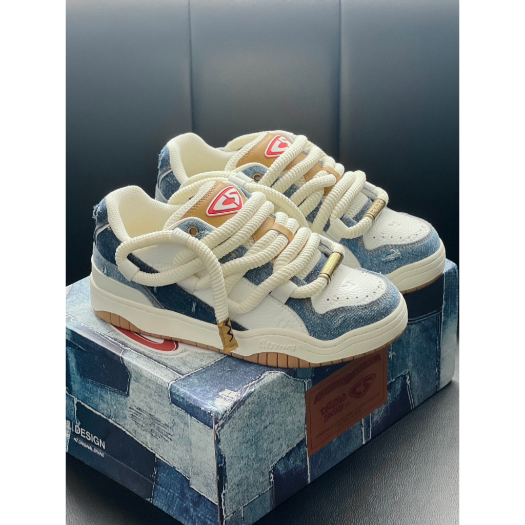 Giày Sneaker Cat & Sofa Dread Locks Denim  màu Trắng Jean | PiuPiu Authentic