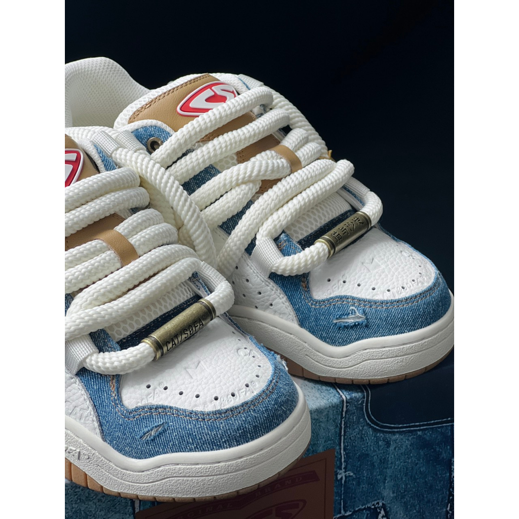 Giày Sneaker Cat & Sofa Dread Locks Denim  màu Trắng Jean | PiuPiu Authentic