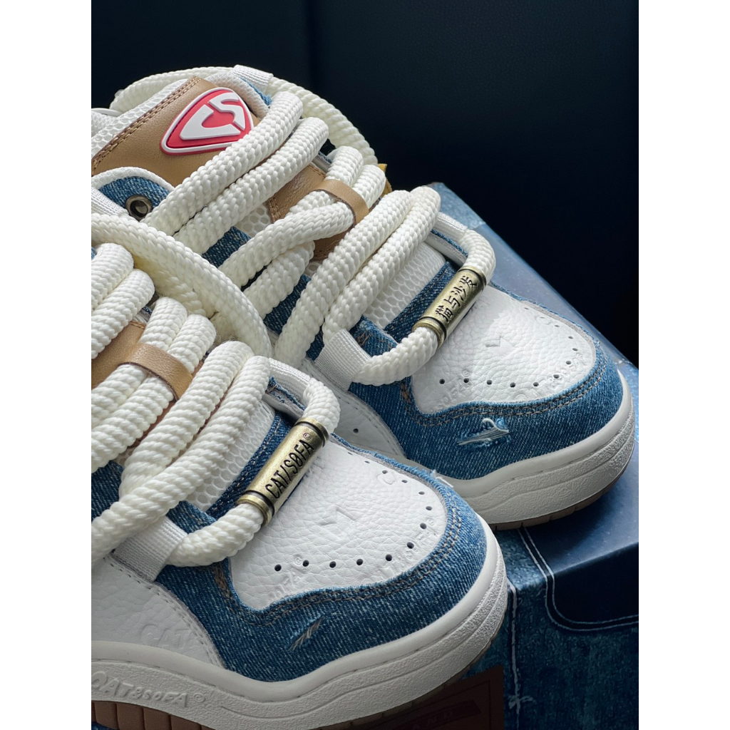 Giày Sneaker Cat & Sofa Dread Locks Denim  màu Trắng Jean | PiuPiu Authentic