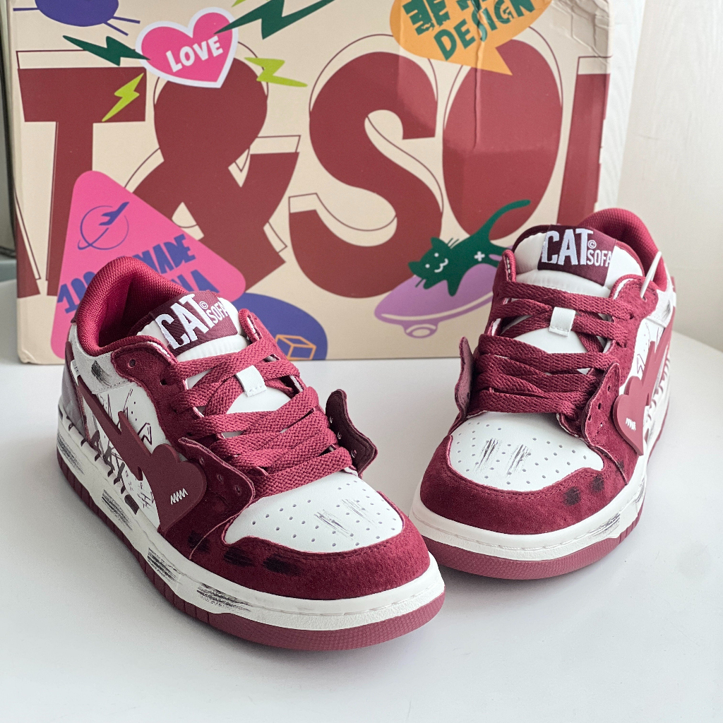 Giày Unisex Cat & Sofa 4444X Burgundy AC268 Màu Đỏ Mận | PiuPiu Authentic
