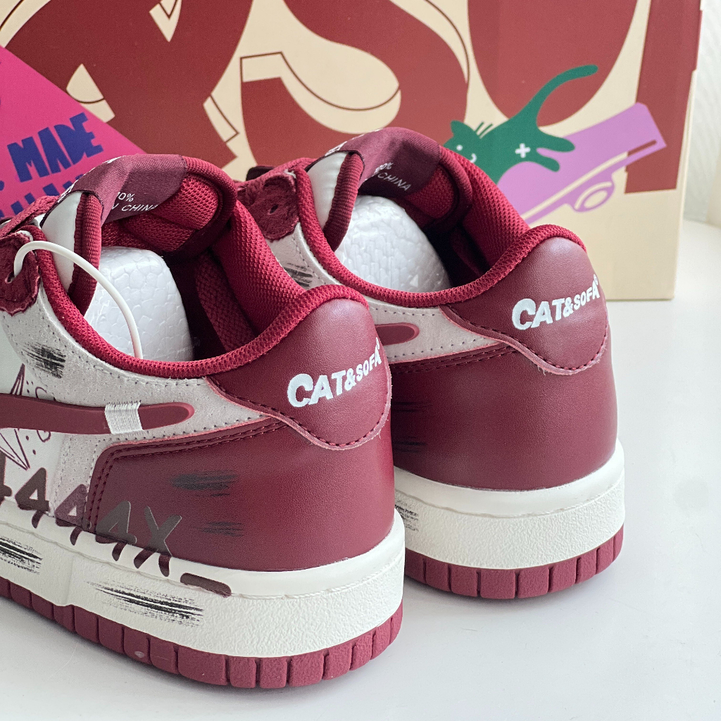 Giày Unisex Cat & Sofa 4444X Burgundy AC268 Màu Đỏ Mận | PiuPiu Authentic