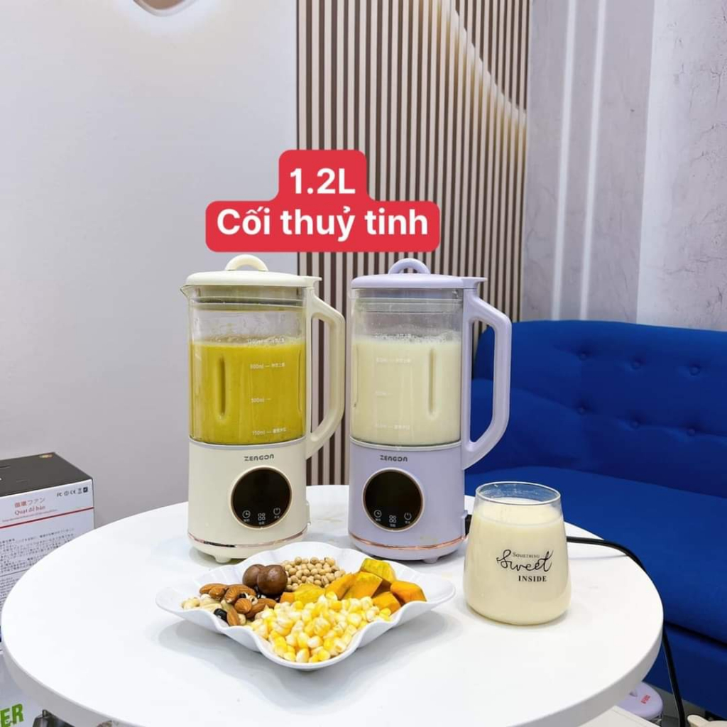 Máy làm sữa hạt ZENGON cối thủy tinh thể tích 1.2 LÍT.  Máy làm sữa hạt Zen.gon
