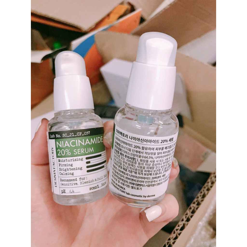 Serum Niacinamide 20% (B3 20%) dưỡng trắng, se khít lcl Derma factory