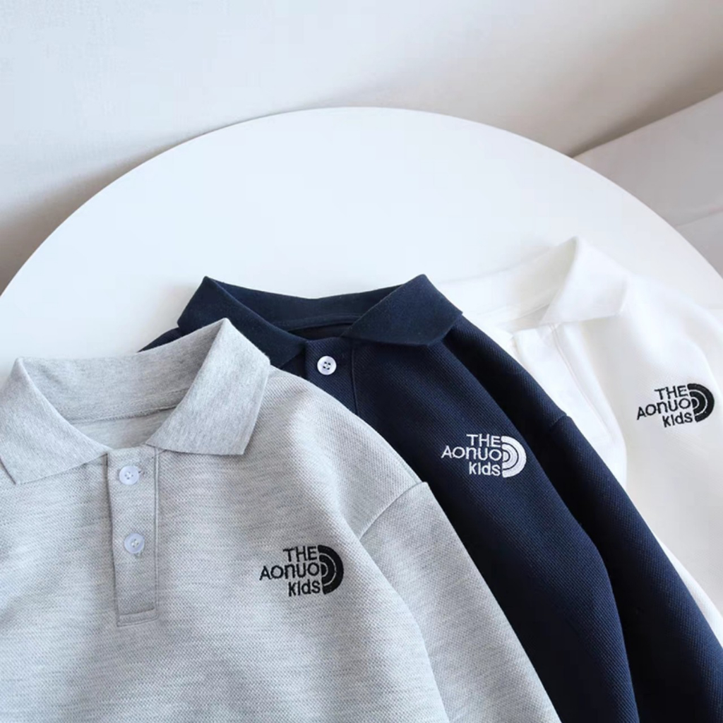 Áo polo dài tay cho bé trai bé gái mặc thu đông chất nỉ da cá ấm áp hàng may kỹ cao cấp Gukka AL002