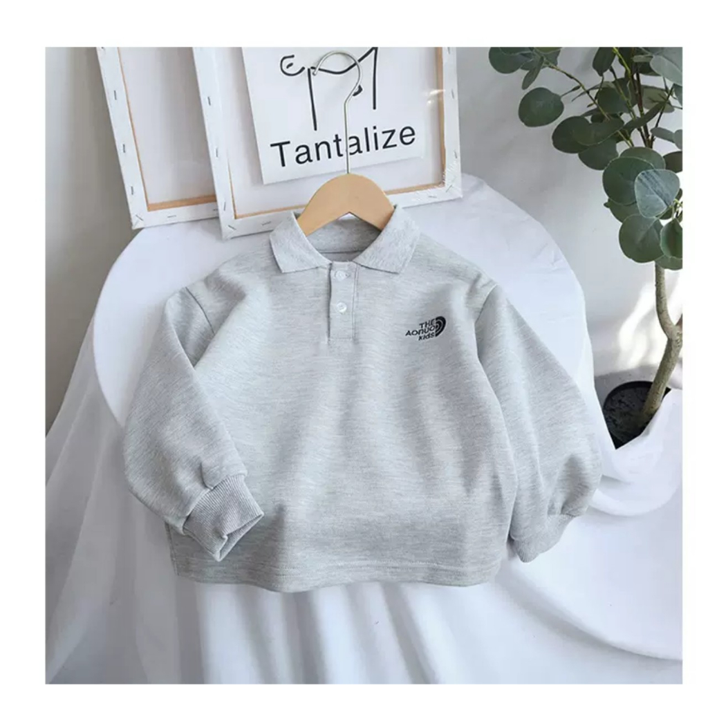 Áo polo dài tay cho bé trai bé gái mặc thu đông chất nỉ da cá ấm áp hàng may kỹ cao cấp Gukka AL002