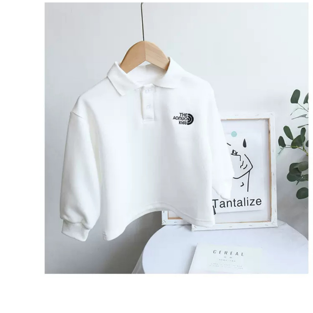 Áo polo dài tay cho bé trai bé gái mặc thu đông chất nỉ da cá ấm áp hàng may kỹ cao cấp Gukka AL002