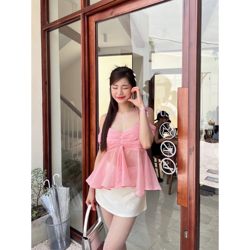 ÂME.STUDIO| Áo hở vai dáng xoè - Lia Top Pink