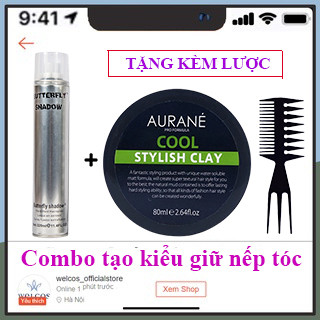 Combo Sáp vuốt tóc Aurane 80 gr nhập khẩu pháp + gôm Butterfly Shadow 320ml chính hãng