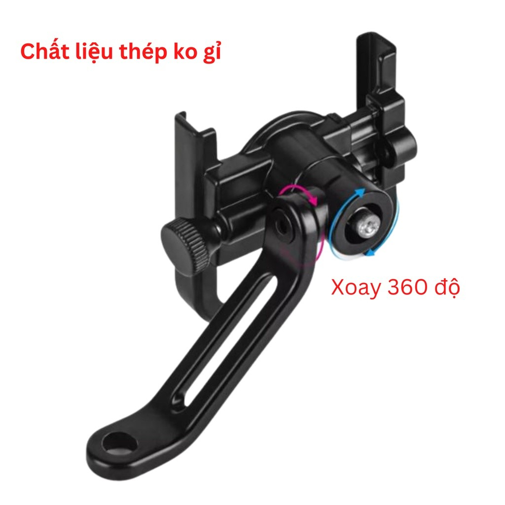 Gía Đỡ - Kẹp Điện Thoại XM02 Chất Liệu Thép Không Gỉ Có Thể Gắn Gương Trái , Gương Phải Xe Máy Đều Được