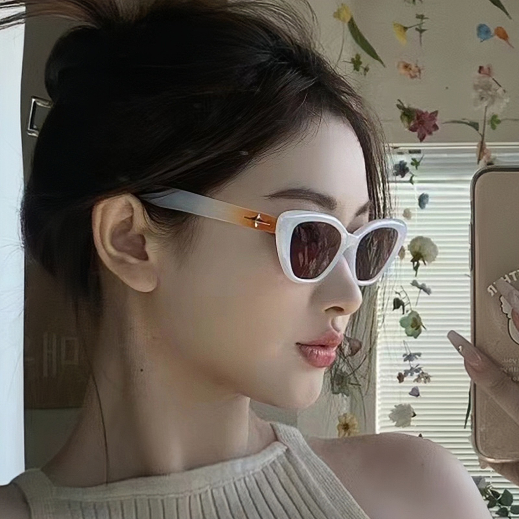 KM33 kính mát dáng mắt mèo sang chảnh hoạ tiết ngôi sao chống tia uv mẫu mới