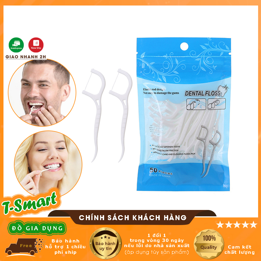 Set 50 Tăm Chỉ  An Toàn Tiện Lợi, Vệ Sinh & Làm Sạch Kẽ Răng