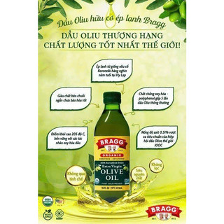 Dầu oliu hữu cơ ép lạnh bragg 473ml