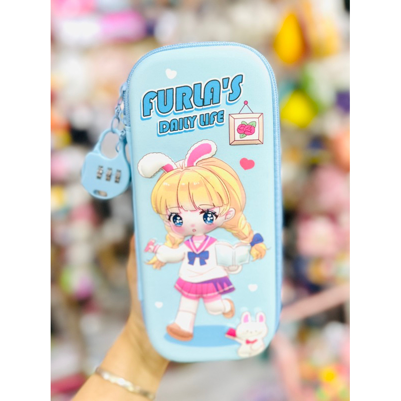 Hộp Bút 3D Dây Kéo Có Ổ Khoá Mẫu Gấu Dâu Lotso/Bé Gái