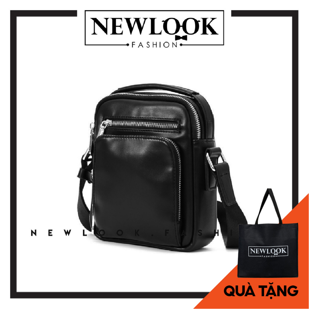 ★ TÚI ĐEO CHÉO NAM NỮ MINI DA PU TRƠN BÓNG CÓ QUAI XÁCH TAY KHOÁ KÉO