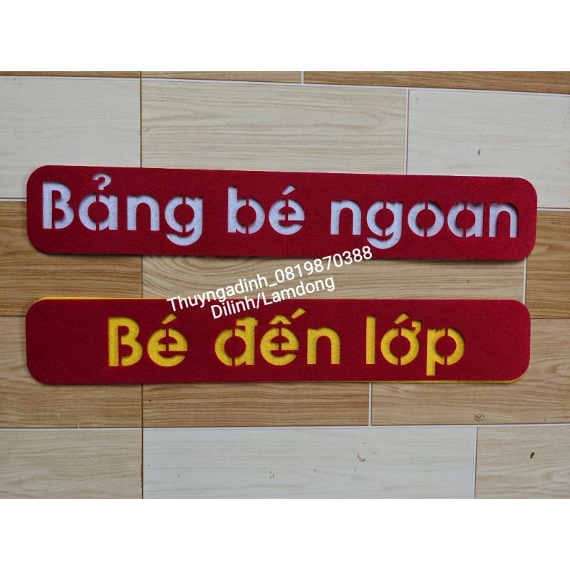 Bảng tên bé ngoan ( bé đến lớp) vải nỉ 44x7cm mầm non