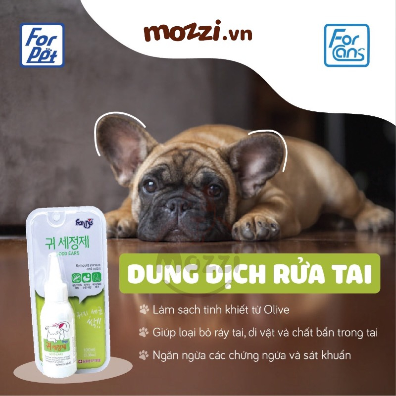 Forcans Dung dịch vệ sinh tai Hàn Quốc 80ml cho chó mèo