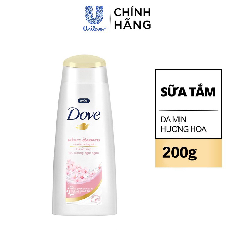 Sửa tắm Dove  Hương hoa anh đào chai 200g