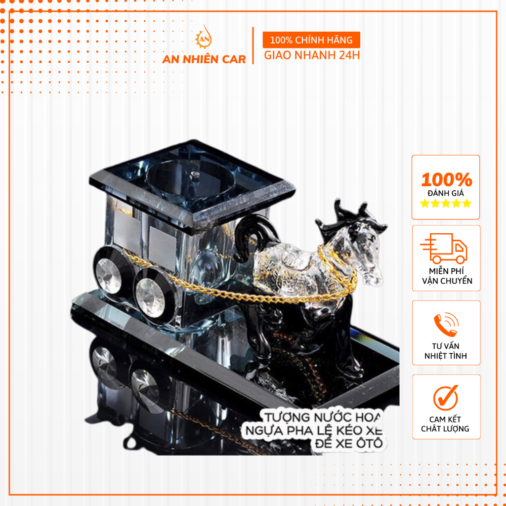 Tượng pha lê ngựa kéo xe trang trí ô tô,khử mùi hôi trong xe,hương dịu nhẹ,tạo điểm nhấn cho xe,tặng kèm nước hoa