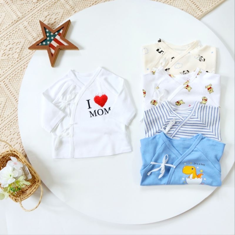 Bunnybaby - Combo 5 áo cột dây sơ sinh cao cấp Bunny cho bé 3-5kg ( mẫu ngẫu nhiên)