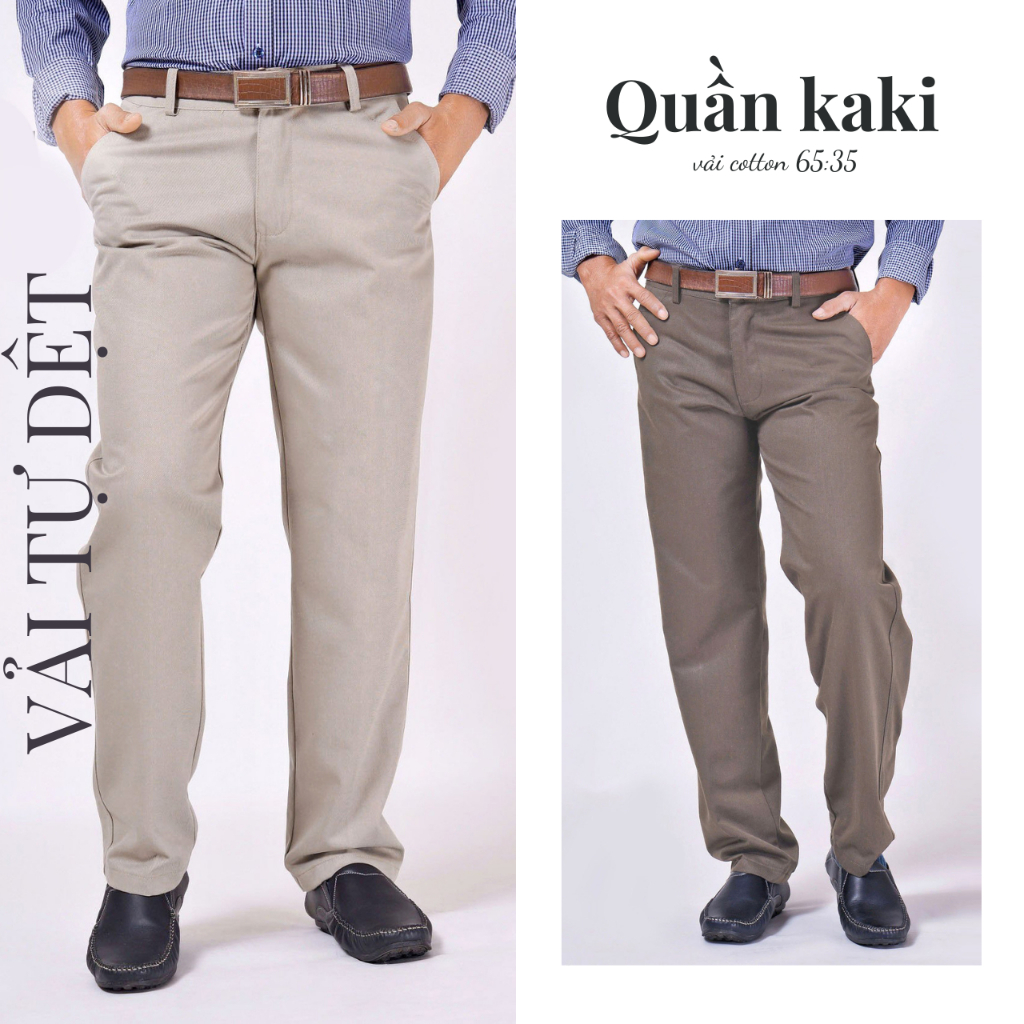 Quần kaki nam trung niên ống suông vải kaki dày loại quần dài kaki trung niên form rộng ống suông QKAKI21