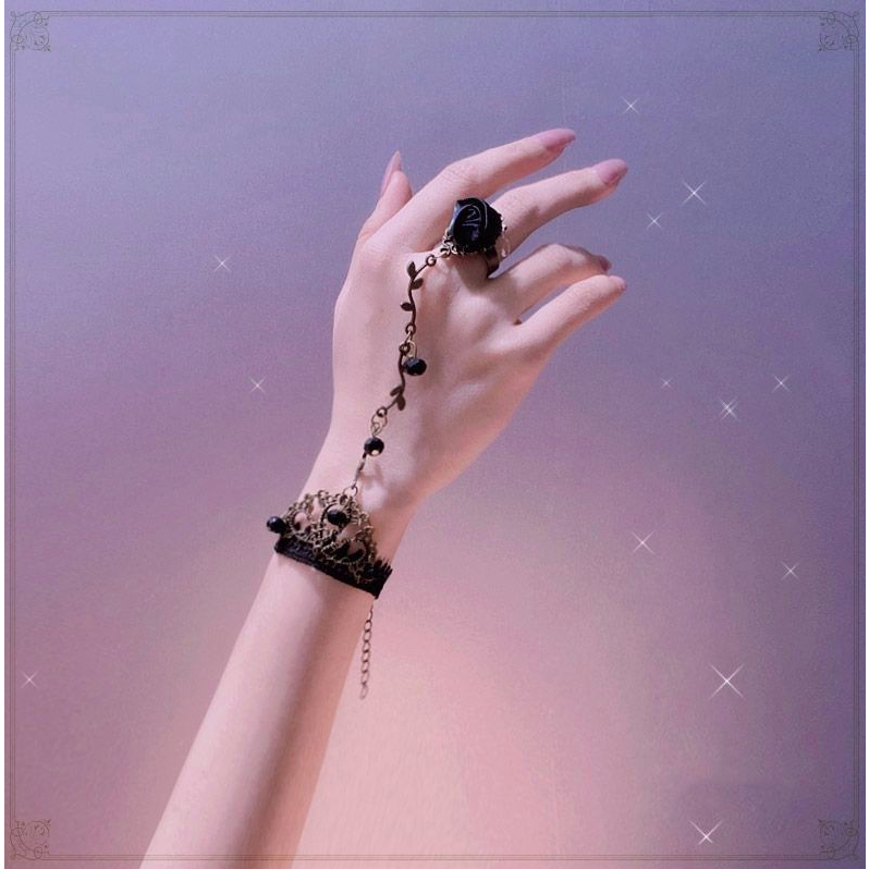 Lắc tay vòng tay nữ choker tự điều chỉnh kích thước ren hoa hồng hàn quốc dễ thương