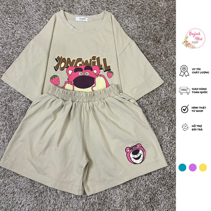 SET BỘ ĐÙI NỮ QUẢNG CHÂU FORM RỘNG COTTON LOẠI 1,mặc thoáng mát và thoải mái. Hoạ tiết dễ thương,Freesize dưới 70kg