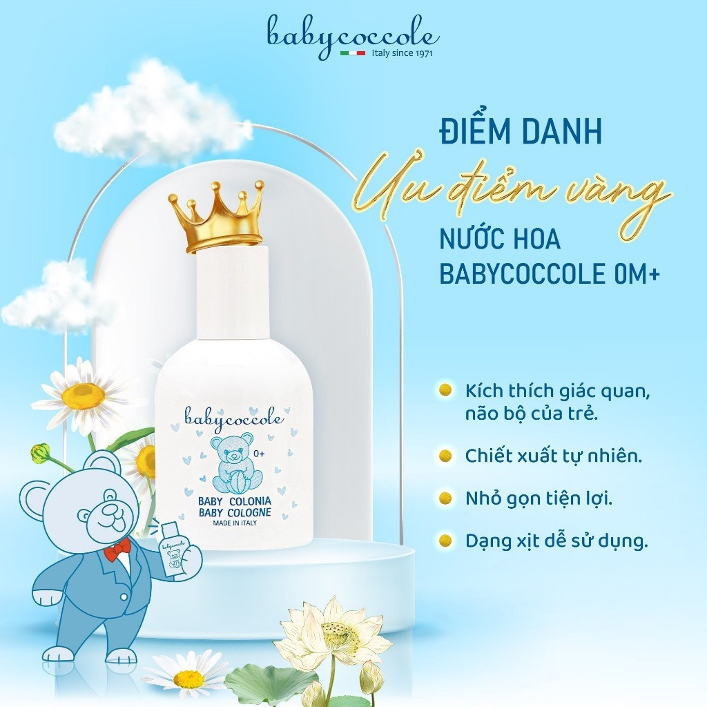 Nước hoa cho bé - Nước hoa Babycoccole cho bé 0M+ an toàn cho trẻ sơ sinh & em bé chiết xuất hoa sen 50ml