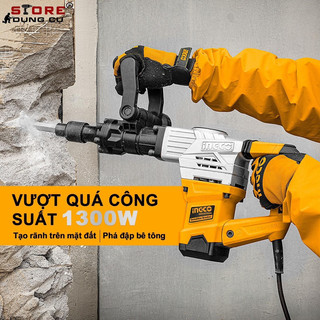 1300W Máy đục bê tông INGCO PDB13008, máy đục phá bê tông công suất 1300w, lực đập 20J, máy đục 17ly đuôi HEX