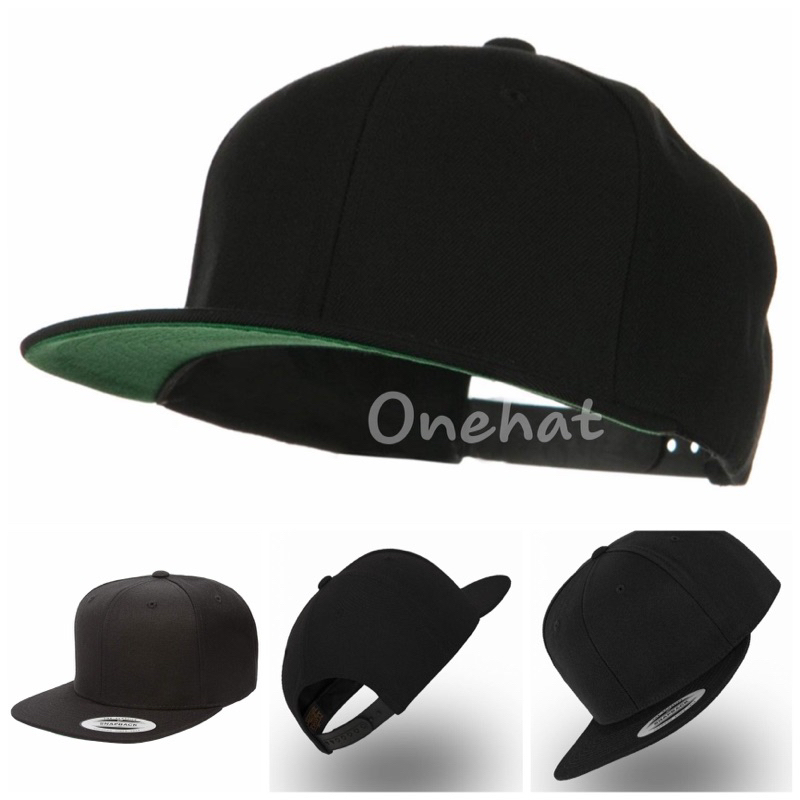 Nón snapback trơn đen mặt dưới xanh lá chất lượng cao