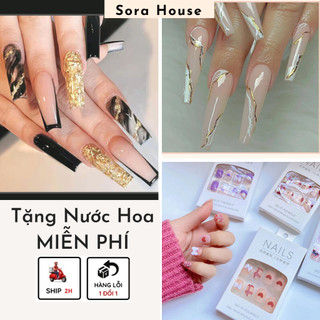 Bộ 24 Móng Tay Giả Dài Ngắn - Nail Box Móng Giả Cá Tính Kèm Keo Dán Móng | W, JP