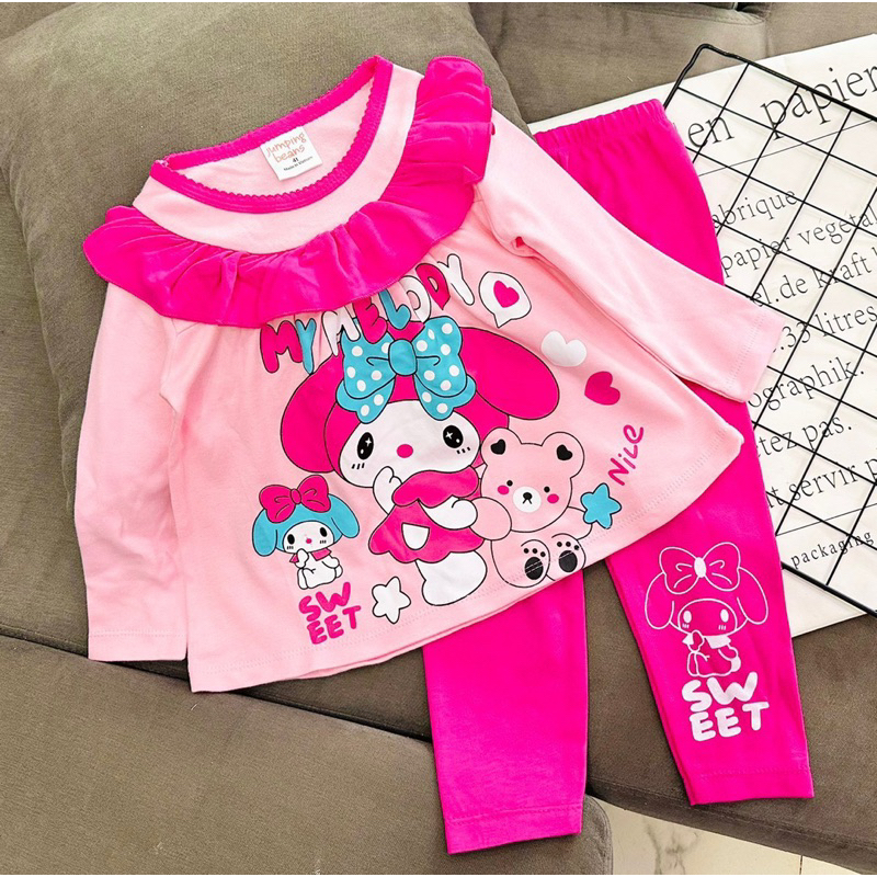 Bộ đồ ngủ bé gái in hình thú cho bé chất borip Giao Màu Ngẫu Nhiên dưới 11kg