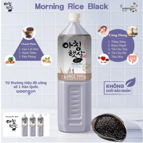 Nước Gạo Lứt Đen (Morning rice black) Woongjin Hàn Quốc 1500ml