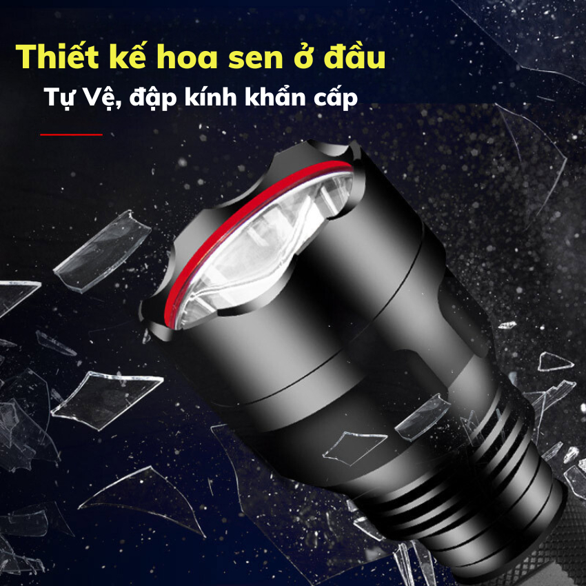 Đèn pin siêu sáng cầm tay ô tô - Đa chức năng chiếu sáng,tự vệ,phá kính,Chiếu sáng xa gần phù hợp đi soi đường,cắm trại