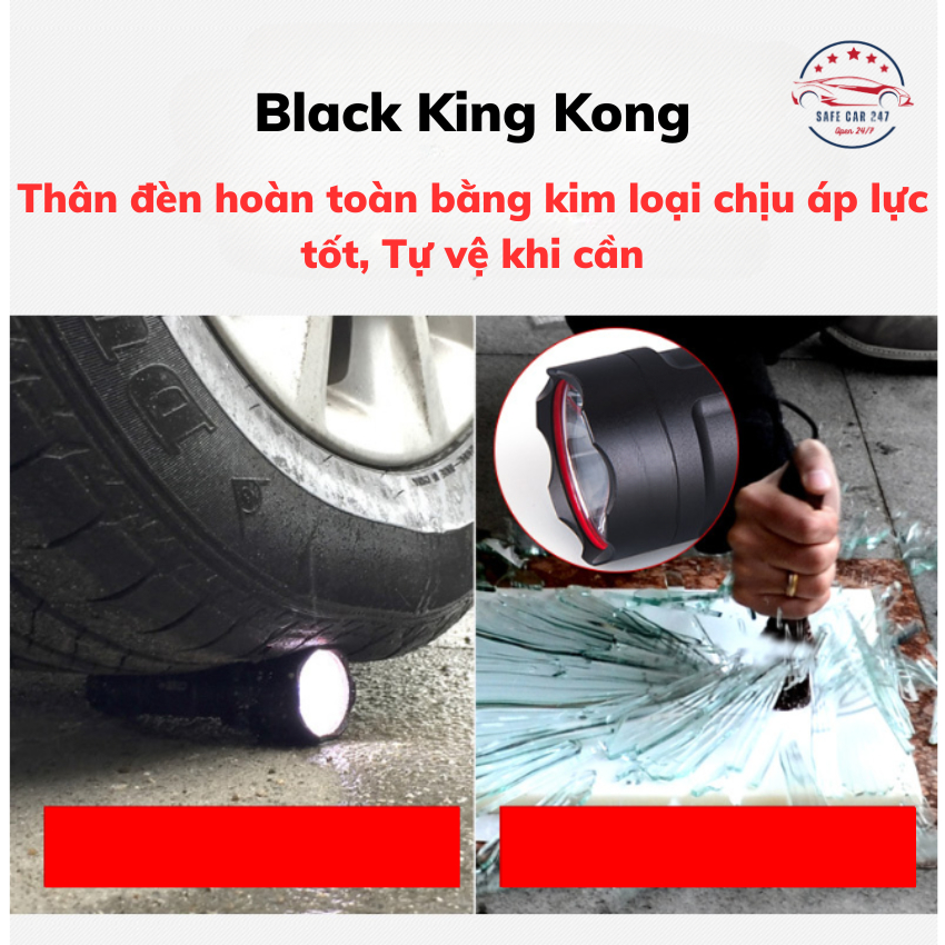 Đèn pin siêu sáng cầm tay ô tô - Đa chức năng chiếu sáng,tự vệ,phá kính,Chiếu sáng xa gần phù hợp đi soi đường,cắm trại
