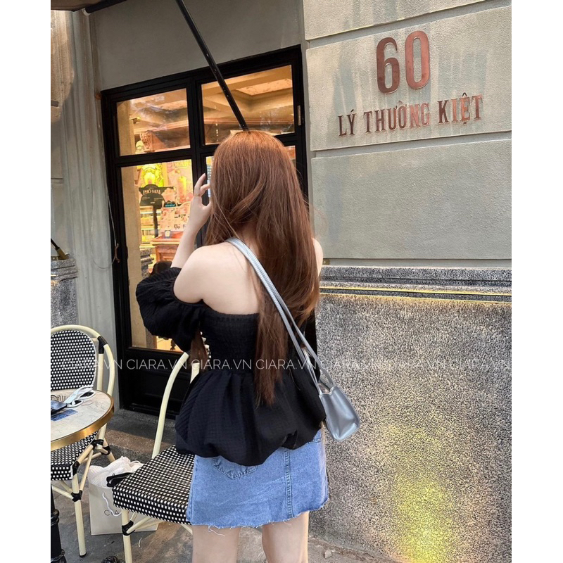 Set Áo Cúp Ngực Rớt Vai Phối Chân Váy Jean Mã DN1248